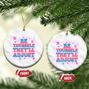 Striped Glitter Effect Printed Trans Rights Ceramic Ornament Be Yourself They Will Adjust TS12 1pc White Marble Print Your Wear
