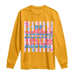 Striped Glitter Effect Printed Trans Rights Long Sleeve Shirt Be Yourself They Will Adjust TS12 Gold Print Your Wear