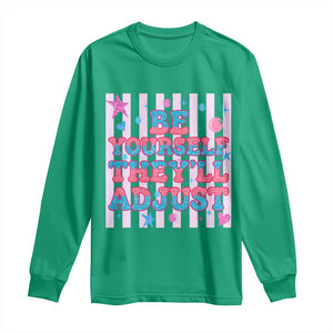 Striped Glitter Effect Printed Trans Rights Long Sleeve Shirt Be Yourself They Will Adjust TS12 Irish Green Print Your Wear