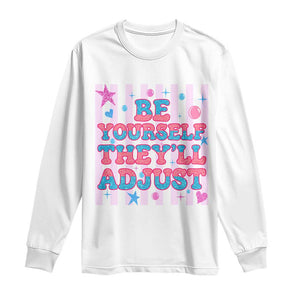 Striped Glitter Effect Printed Trans Rights Long Sleeve Shirt Be Yourself They Will Adjust TS12 White Print Your Wear