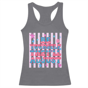 Striped Glitter Effect Printed Trans Rights Racerback Tank Top Be Yourself They Will Adjust TS12 Charcoal Print Your Wear