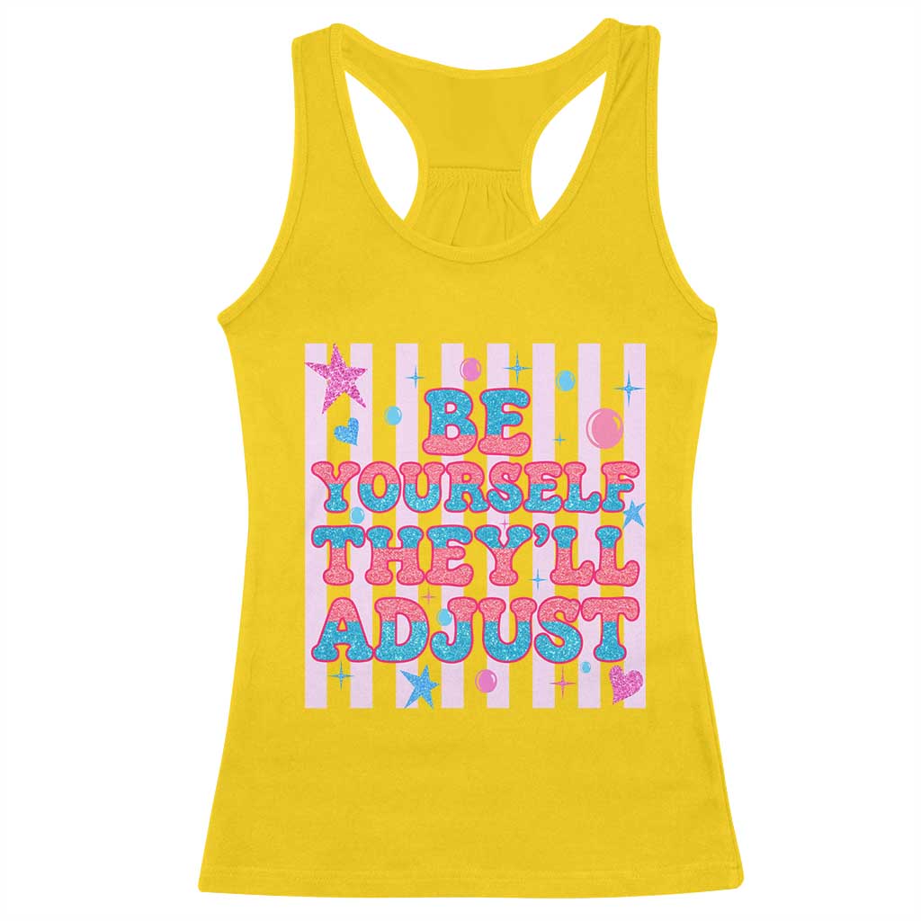 Striped Glitter Effect Printed Trans Rights Racerback Tank Top Be Yourself They Will Adjust TS12 Daisy Print Your Wear