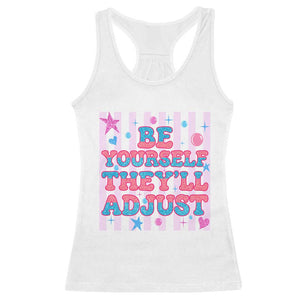 Striped Glitter Effect Printed Trans Rights Racerback Tank Top Be Yourself They Will Adjust TS12 White Print Your Wear