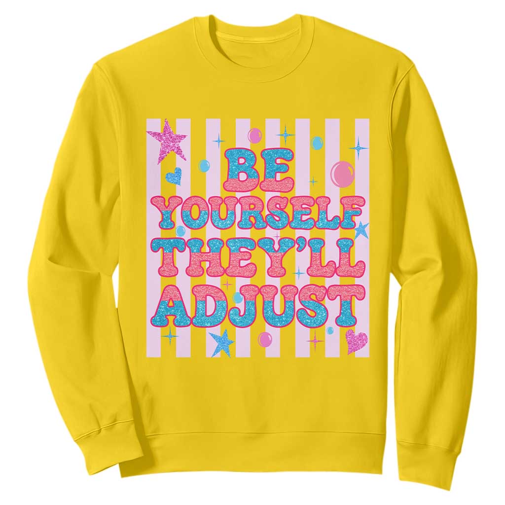 Striped Glitter Effect Printed Trans Rights Sweatshirt Be Yourself They Will Adjust TS12 Daisy Print Your Wear