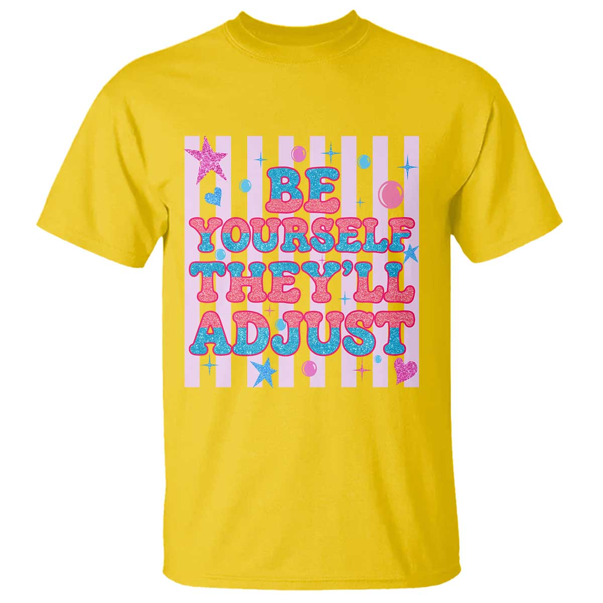 Striped Glitter Effect Printed Trans Rights T Shirt Be Yourself They Will Adjust TS12 Daisy Print Your Wear