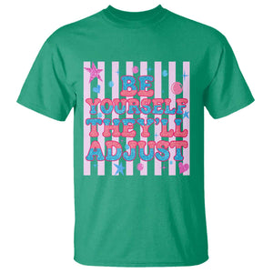 Striped Glitter Effect Printed Trans Rights T Shirt Be Yourself They Will Adjust TS12 Irish Green Print Your Wear