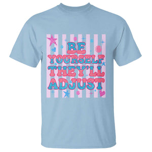 Striped Glitter Effect Printed Trans Rights T Shirt Be Yourself They Will Adjust TS12 Light Blue Print Your Wear