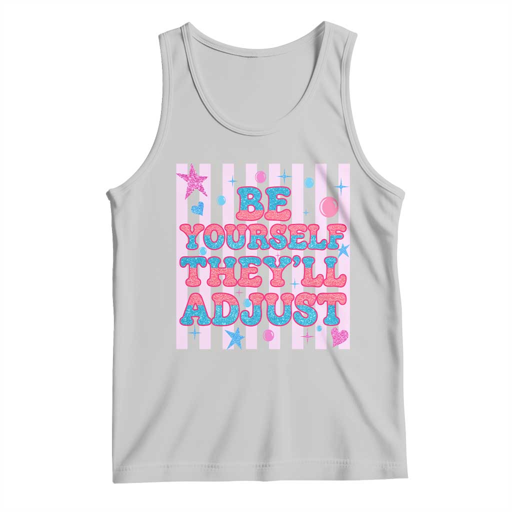 Striped Glitter Effect Printed Trans Rights Tank Top Be Yourself They Will Adjust TS12 Ash Print Your Wear