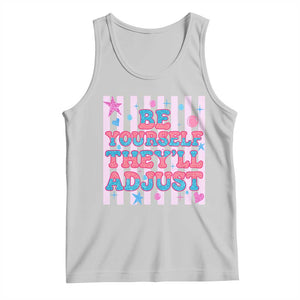 Striped Glitter Effect Printed Trans Rights Tank Top Be Yourself They Will Adjust TS12 Ash Print Your Wear