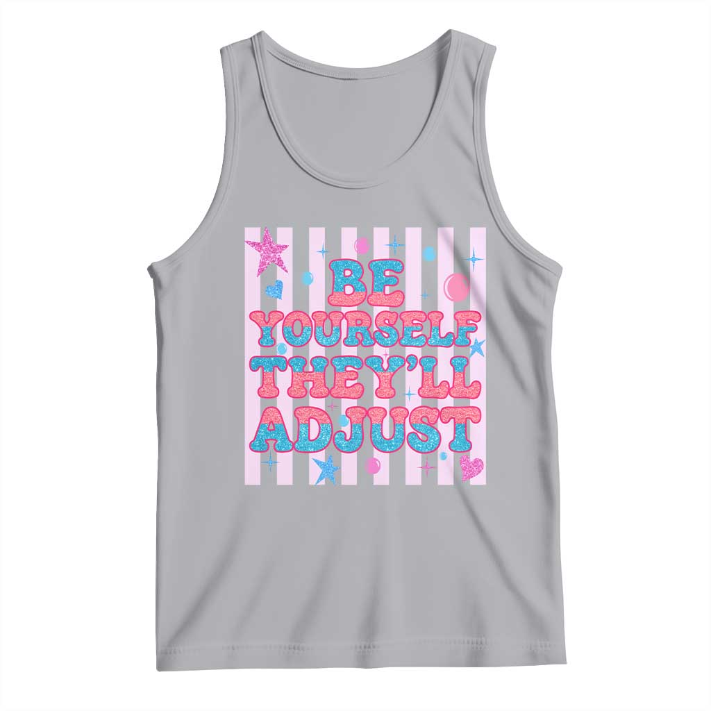 Striped Glitter Effect Printed Trans Rights Tank Top Be Yourself They Will Adjust TS12 Athletic Heather Print Your Wear