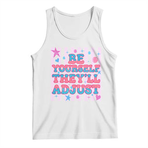 Striped Glitter Effect Printed Trans Rights Tank Top Be Yourself They Will Adjust TS12 White Print Your Wear
