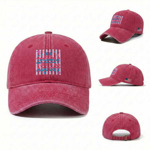 Striped Glitter Effect Printed Trans Rights Washed Cotton Baseball Cap Be Yourself They Will Adjust TS12 Washed Cap Universal Fit Red Print Your Wear
