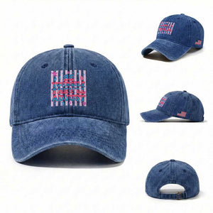Striped Glitter Effect Printed Trans Rights Washed Cotton Baseball Cap Be Yourself They Will Adjust TS12 Washed Cap Universal Fit Royal Blue Print Your Wear