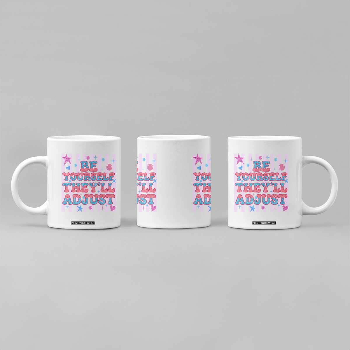 Striped Glitter Effect Printed Trans Rights Coffee Mug Be Yourself They Will Adjust TS12 Print Your Wear