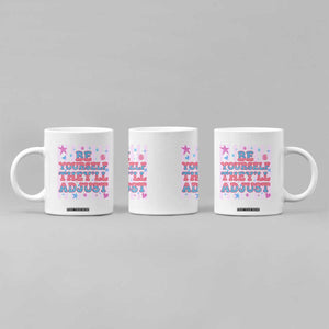 Striped Glitter Effect Printed Trans Rights Coffee Mug Be Yourself They Will Adjust TS12 Print Your Wear