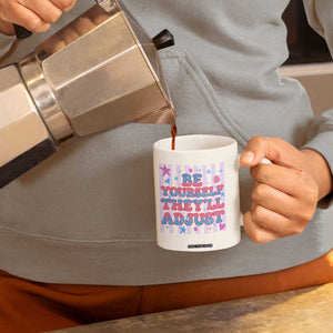 Striped Glitter Effect Printed Trans Rights Coffee Mug Be Yourself They Will Adjust TS12 Print Your Wear