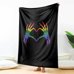 Rainbow Skeleton Heart Hands Throw Blanket LGBTQ Pride Support Graphic TS12 Print Your Wear