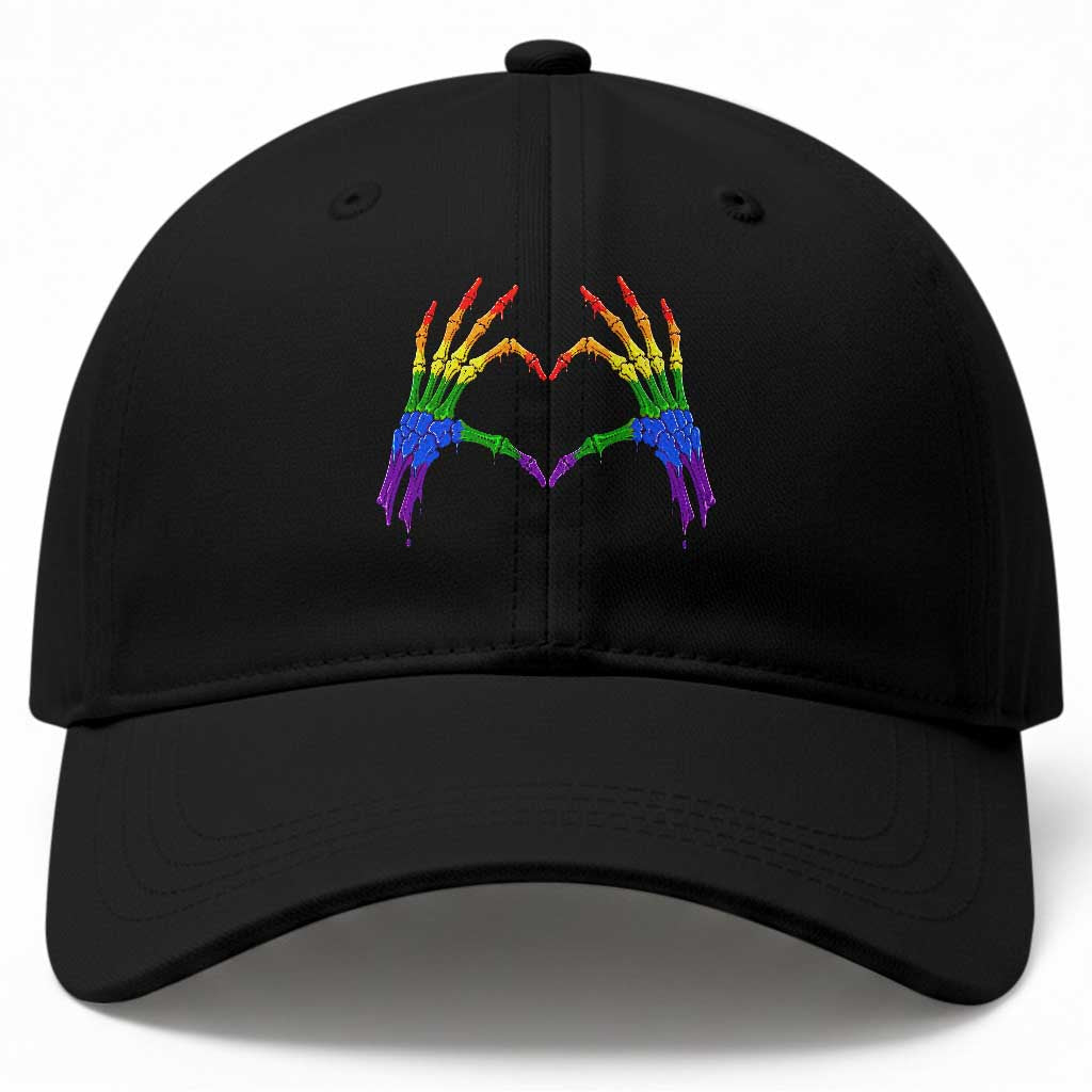 Rainbow Skeleton Heart Hands Baseball Cap LGBTQ Pride Support Graphic TS12 Print Your Wear