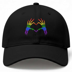 Rainbow Skeleton Heart Hands Baseball Cap LGBTQ Pride Support Graphic TS12 Print Your Wear