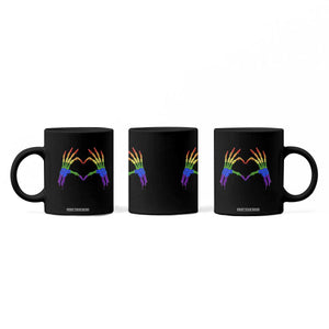 Rainbow Skeleton Heart Hands Coffee Mug LGBTQ Pride Support Graphic TS12 Print Your Wear