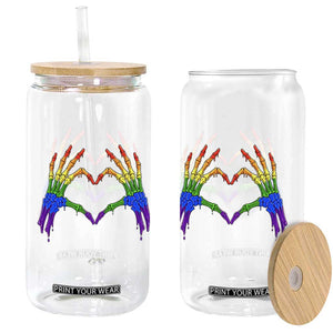 Rainbow Skeleton Heart Hands Glass Can LGBTQ Pride Support Graphic TS12 Print Your Wear