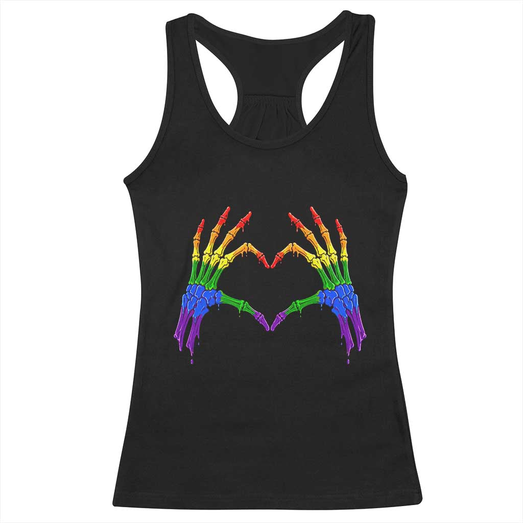 Rainbow Skeleton Heart Hands Racerback Tank Top LGBTQ Pride Support Graphic TS12 Black Print Your Wear
