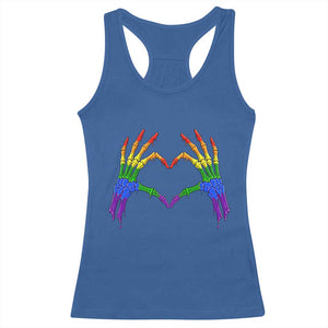 Rainbow Skeleton Heart Hands Racerback Tank Top LGBTQ Pride Support Graphic TS12 Royal Blue Print Your Wear