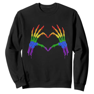Rainbow Skeleton Heart Hands Sweatshirt LGBTQ Pride Support Graphic TS12 Black Print Your Wear