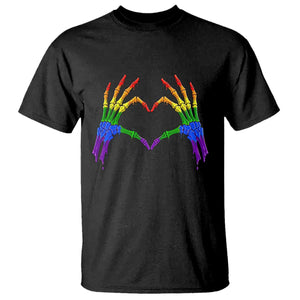 Rainbow Skeleton Heart Hands T Shirt LGBTQ Pride Support Graphic TS12 Black Print Your Wear