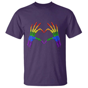 Rainbow Skeleton Heart Hands T Shirt LGBTQ Pride Support Graphic TS12 Purple Print Your Wear
