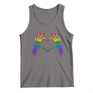 Rainbow Skeleton Heart Hands Tank Top LGBTQ Pride Support Graphic TS12 Deep Heather Print Your Wear
