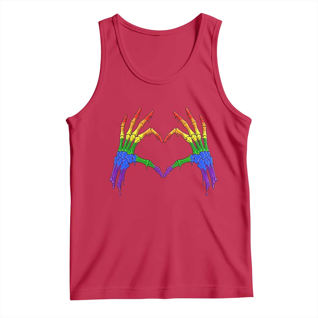 Rainbow Skeleton Heart Hands Tank Top LGBTQ Pride Support Graphic TS12 Red Print Your Wear