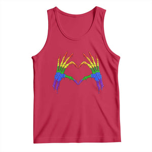 Rainbow Skeleton Heart Hands Tank Top LGBTQ Pride Support Graphic TS12 Red Print Your Wear