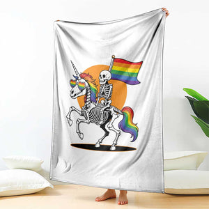 Funny Skeleton Riding Unicorn LGBTQ Pride Throw Blanket Rainbow Fantasy Graphic TS12 Print Your Wear