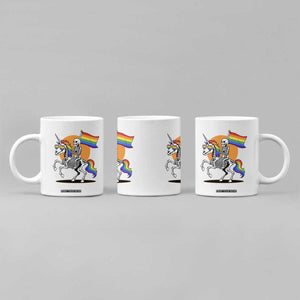 Funny Skeleton Riding Unicorn LGBTQ Pride Coffee Mug Rainbow Fantasy Graphic TS12 Print Your Wear