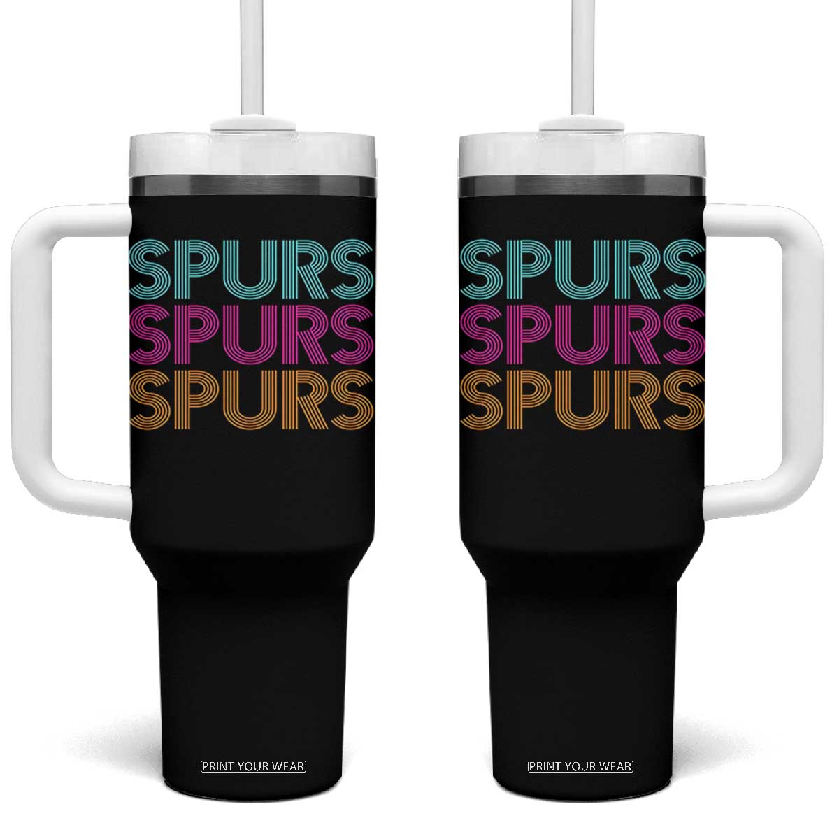 Retro Spurs Name Tumbler With Handle Vintage Sports Fan Gift TS12 One Size: 40 oz Black Print Your Wear