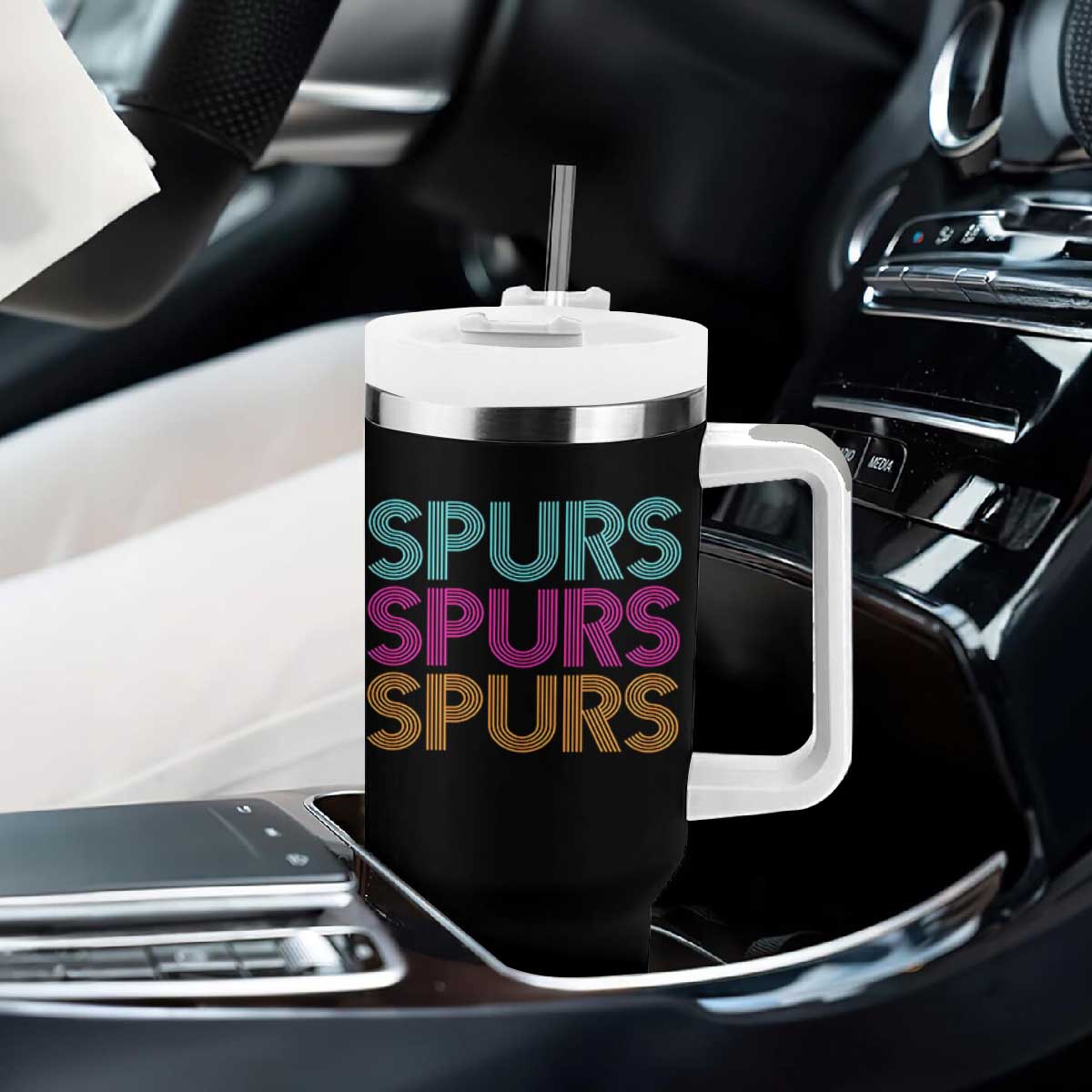 Retro Spurs Name Tumbler With Handle Vintage Sports Fan Gift TS12 Print Your Wear