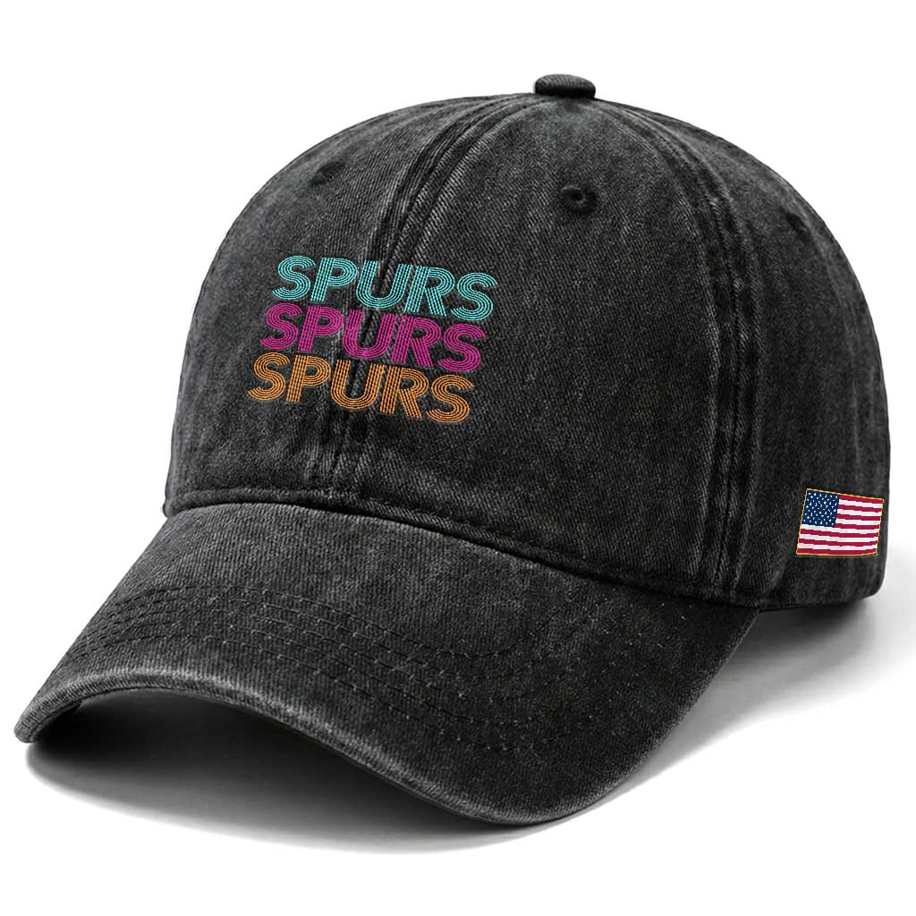 Retro Spurs Name Washed Cotton Baseball Cap Vintage Sports Fan Gift TS12 Print Your Wear