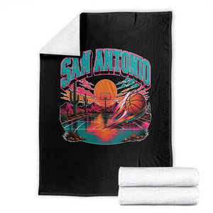 Game Day San Antonio Pride Throw Blanket Retro Western Pink Neon TS12 Black Print Your Wear
