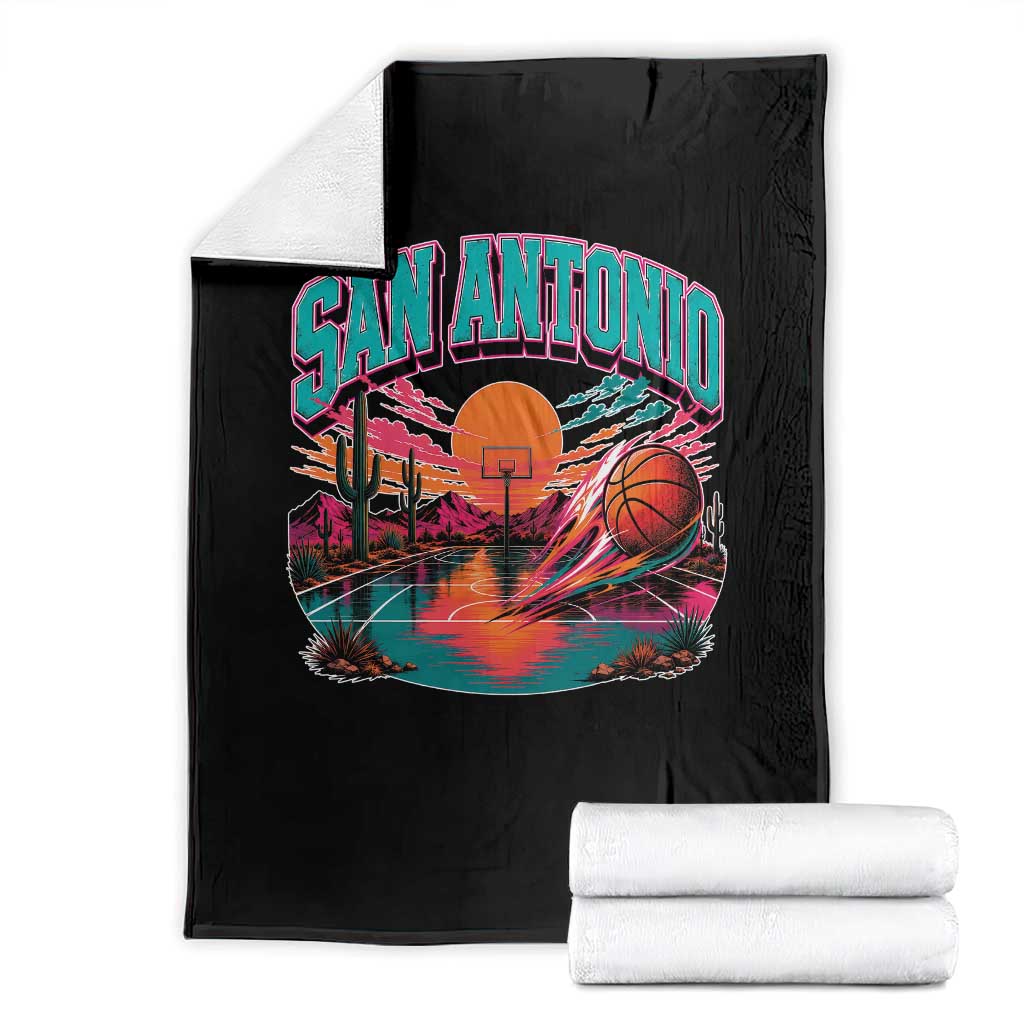 Game Day San Antonio Pride Throw Blanket Retro Western Pink Neon TS12 Black Print Your Wear