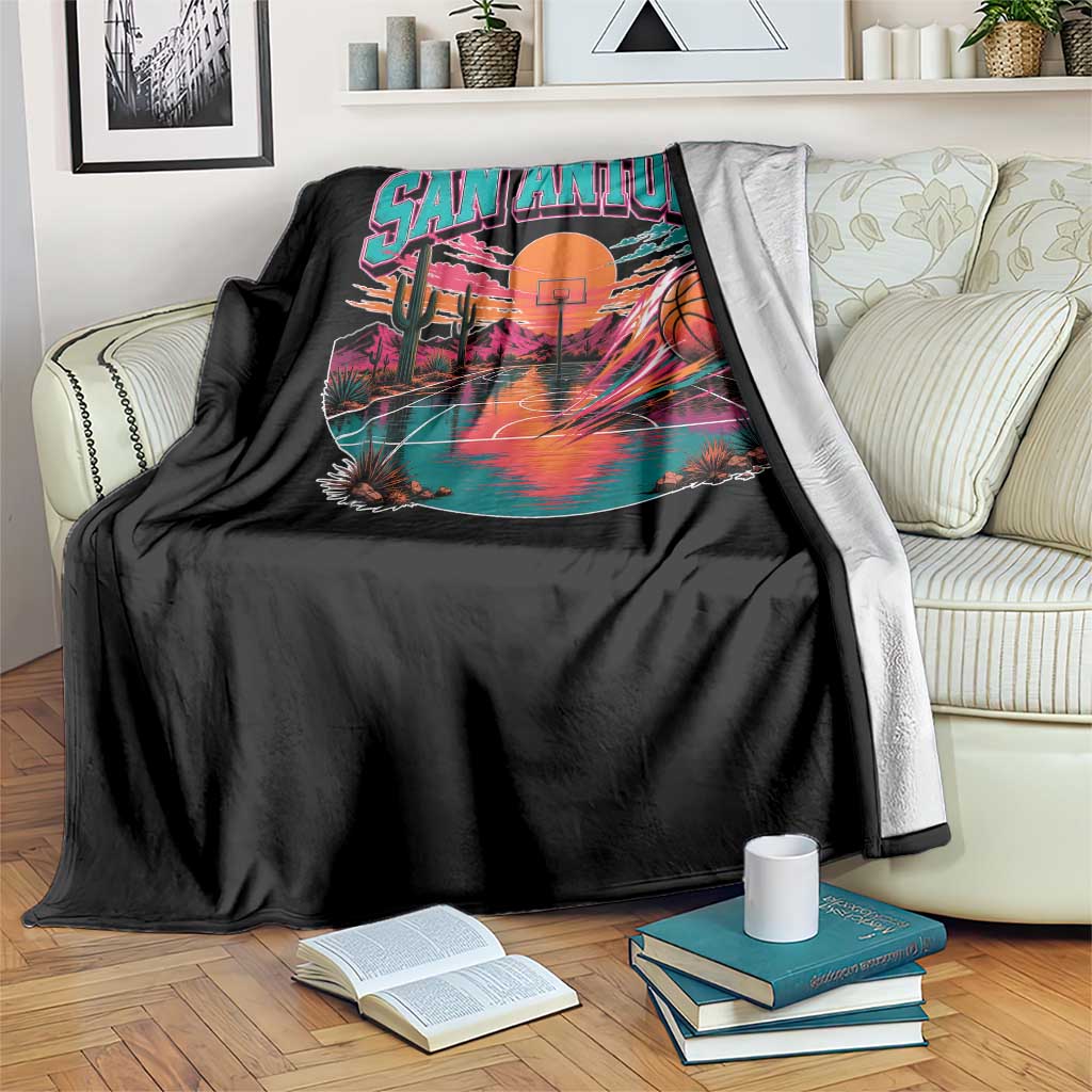 Game Day San Antonio Pride Throw Blanket Retro Western Pink Neon TS12 Print Your Wear