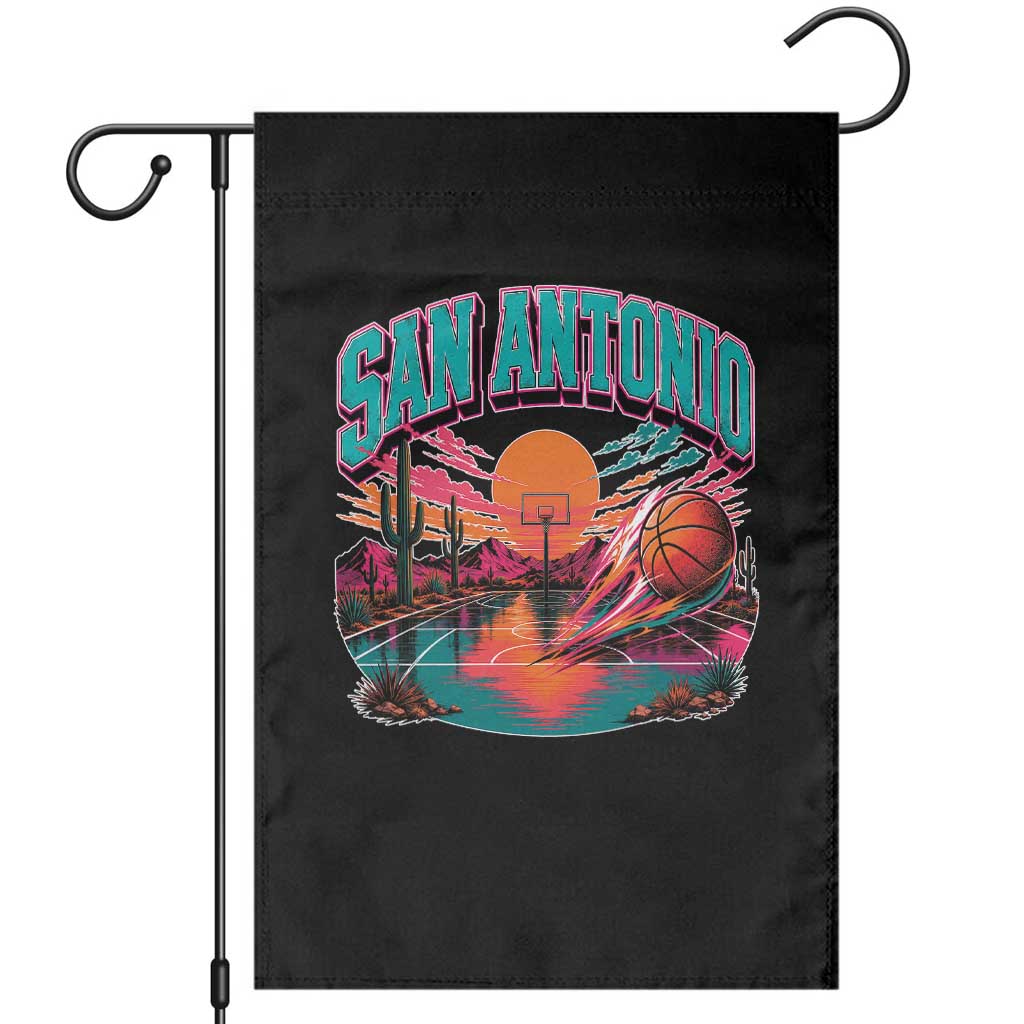 Game Day San Antonio Pride Garden Flag Retro Western Pink Neon TS12 Black Print Your Wear