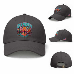 Game Day San Antonio Pride Baseball Cap Retro Western Pink Neon TS12 Baseball Cap Universal Fit Dark Gray Print Your Wear