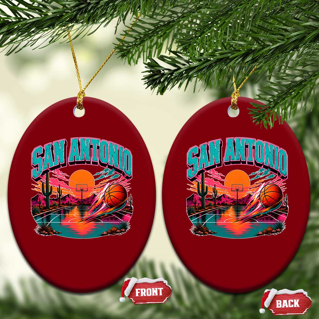 Game Day San Antonio Pride Ceramic Ornament Retro Western Pink Neon TS12 Print Your Wear