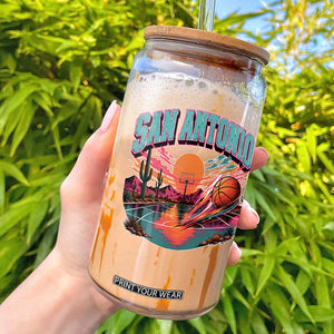 Game Day San Antonio Pride Glass Can Retro Western Pink Neon TS12 Black Print Your Wear