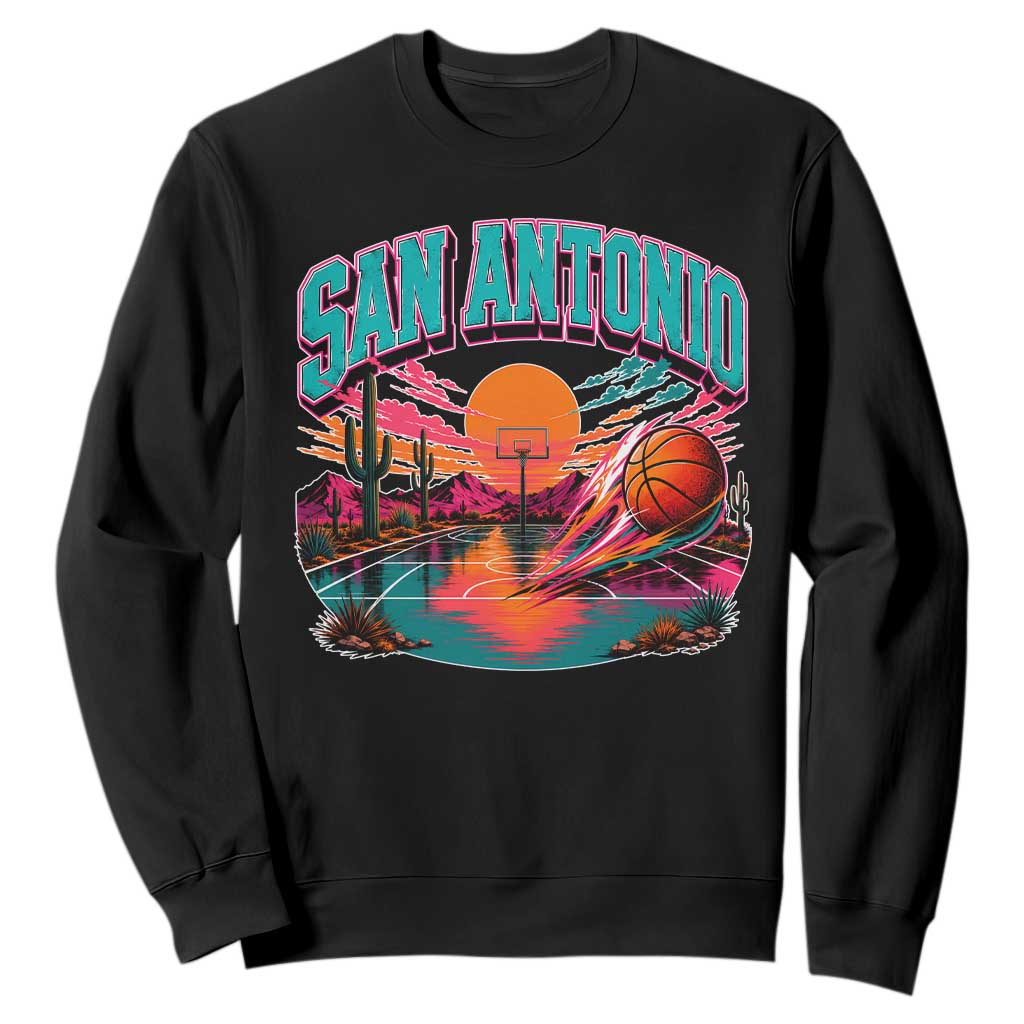 Game Day San Antonio Pride Sweatshirt Retro Western Pink Neon TS12 Black Print Your Wear