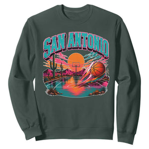 Game Day San Antonio Pride Sweatshirt Retro Western Pink Neon TS12 Dark Forest Green Print Your Wear
