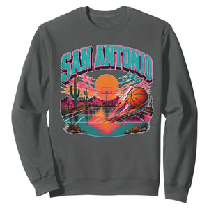 Game Day San Antonio Pride Sweatshirt Retro Western Pink Neon TS12 Dark Heather Print Your Wear
