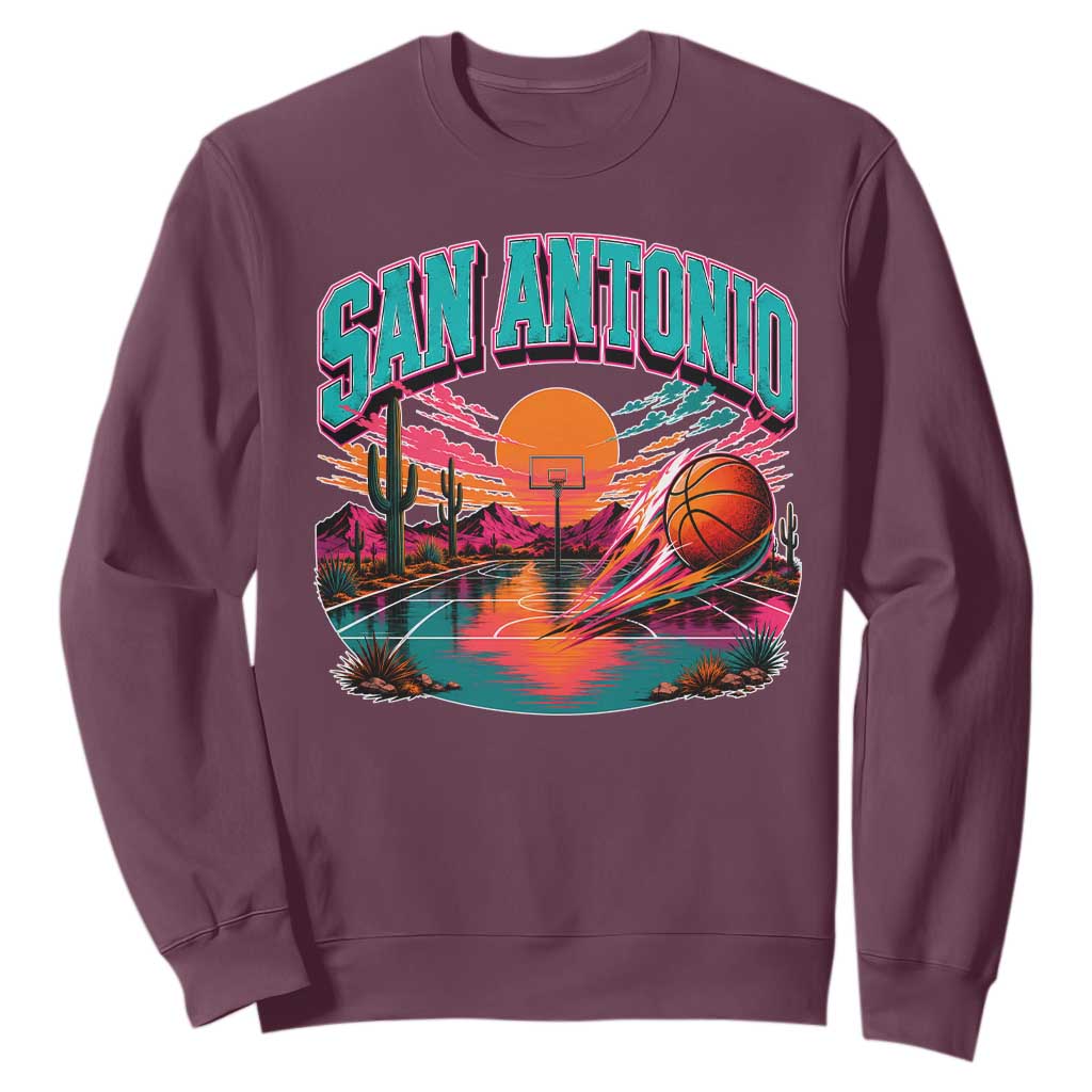 Game Day San Antonio Pride Sweatshirt Retro Western Pink Neon TS12 Maroon Print Your Wear