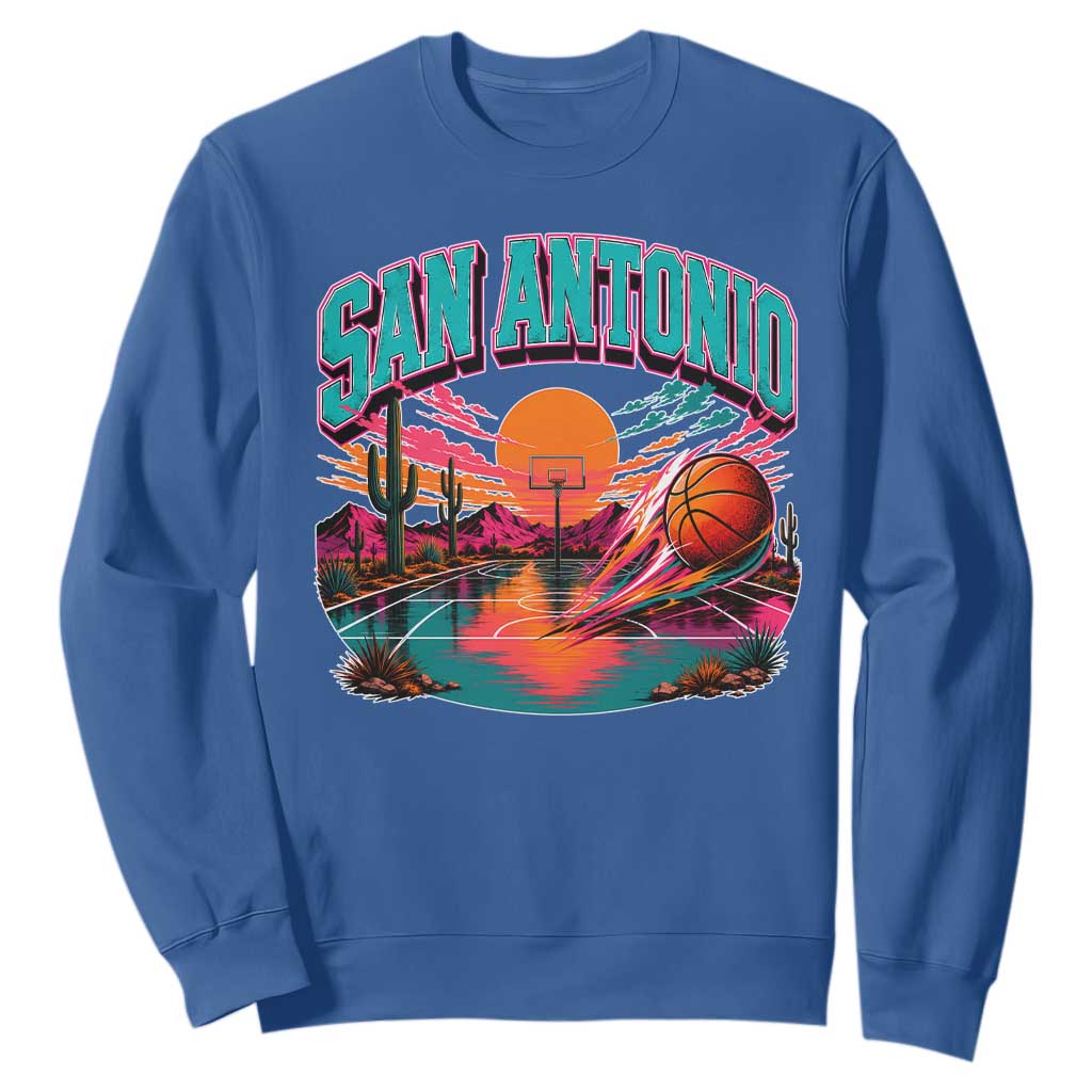 Game Day San Antonio Pride Sweatshirt Retro Western Pink Neon TS12 Royal Blue Print Your Wear